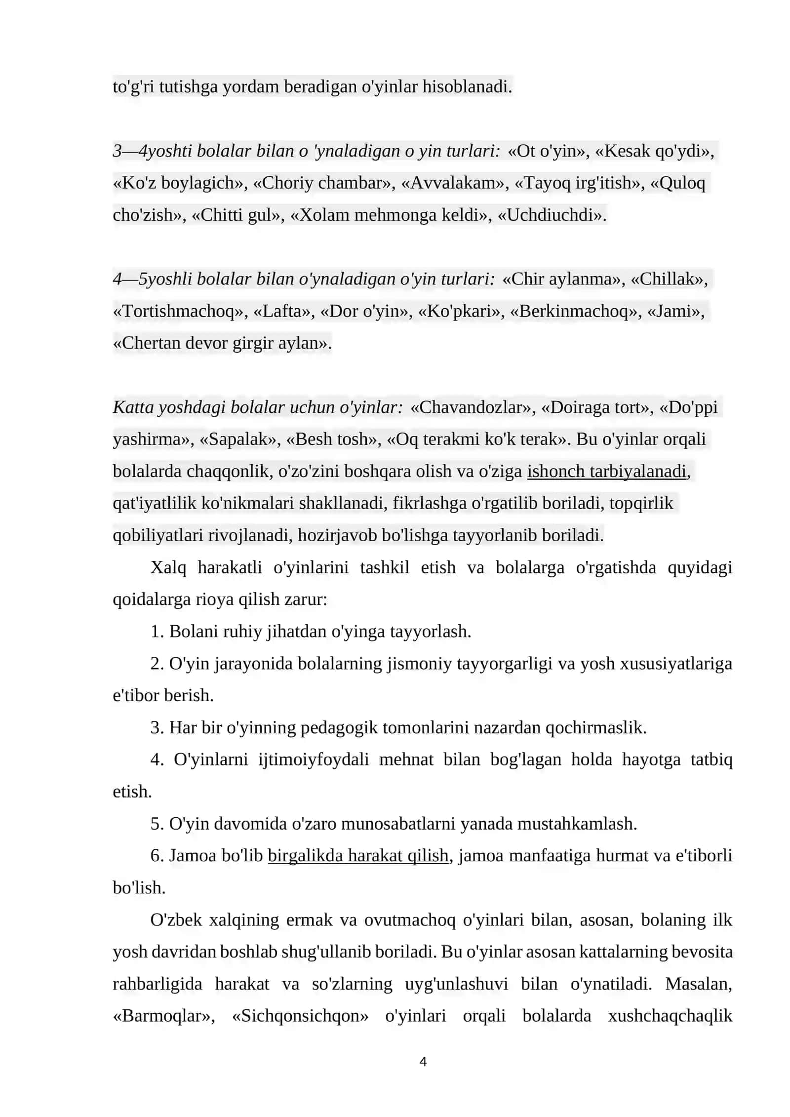 HARAKATLI O'YINLARNI BOLALAR YOSHIGA QARAB O'TKAZISH 3