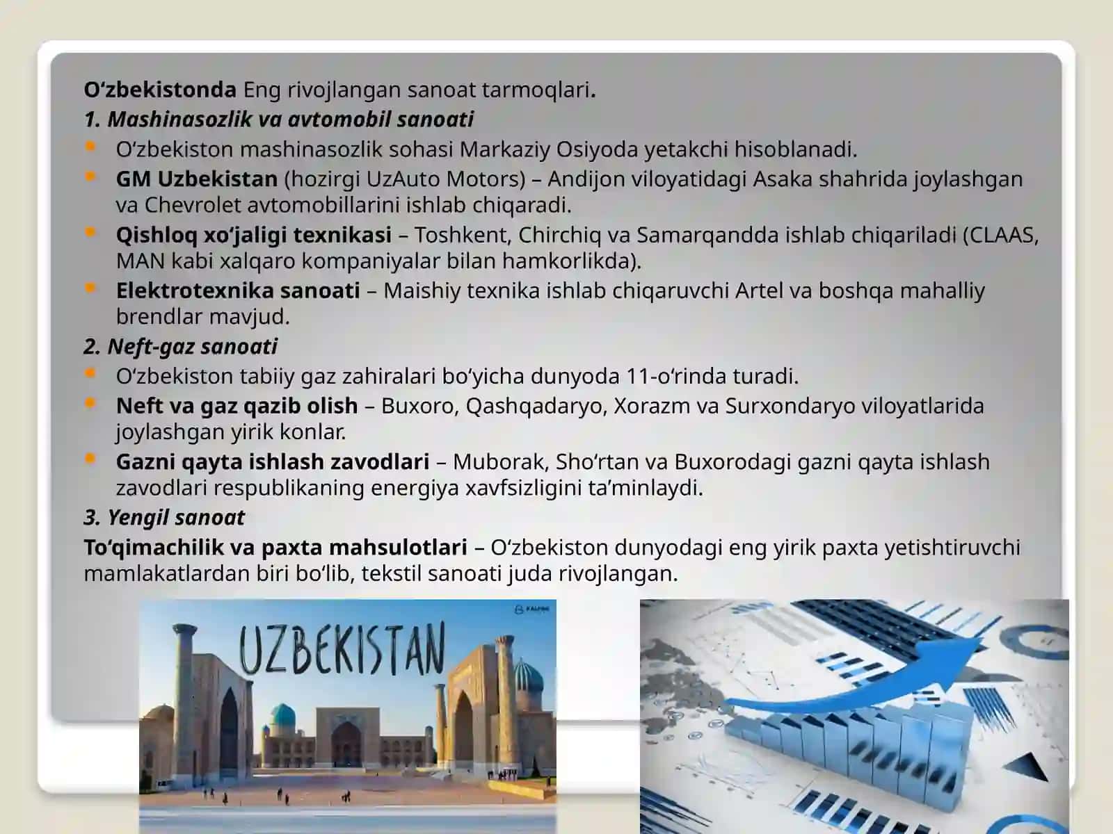 Markaziy Osiyo sanoat geografiyasining ahamiyati 3