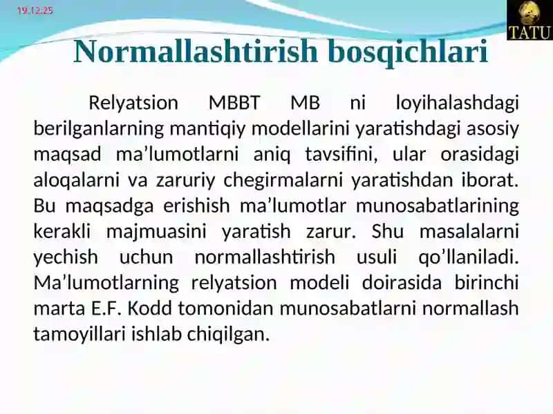 Ma’lumotlar bazasini boshqarish tizimi 3
