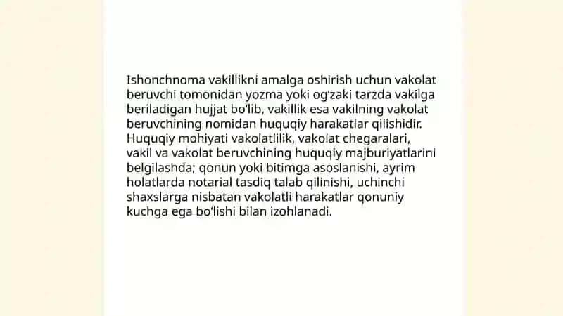 Ishonchnoma va Vakillik 3