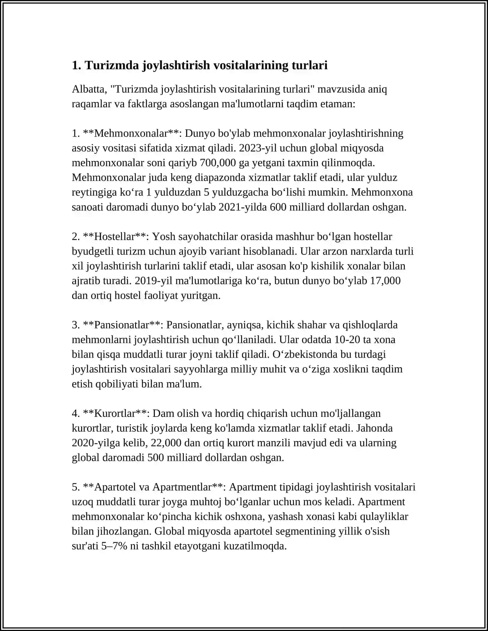 TURIZMDA JOYLASHTIRISH VOSTALARI 3
