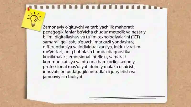 O'qituvchi va Tarbiyachilik Mahorati 3