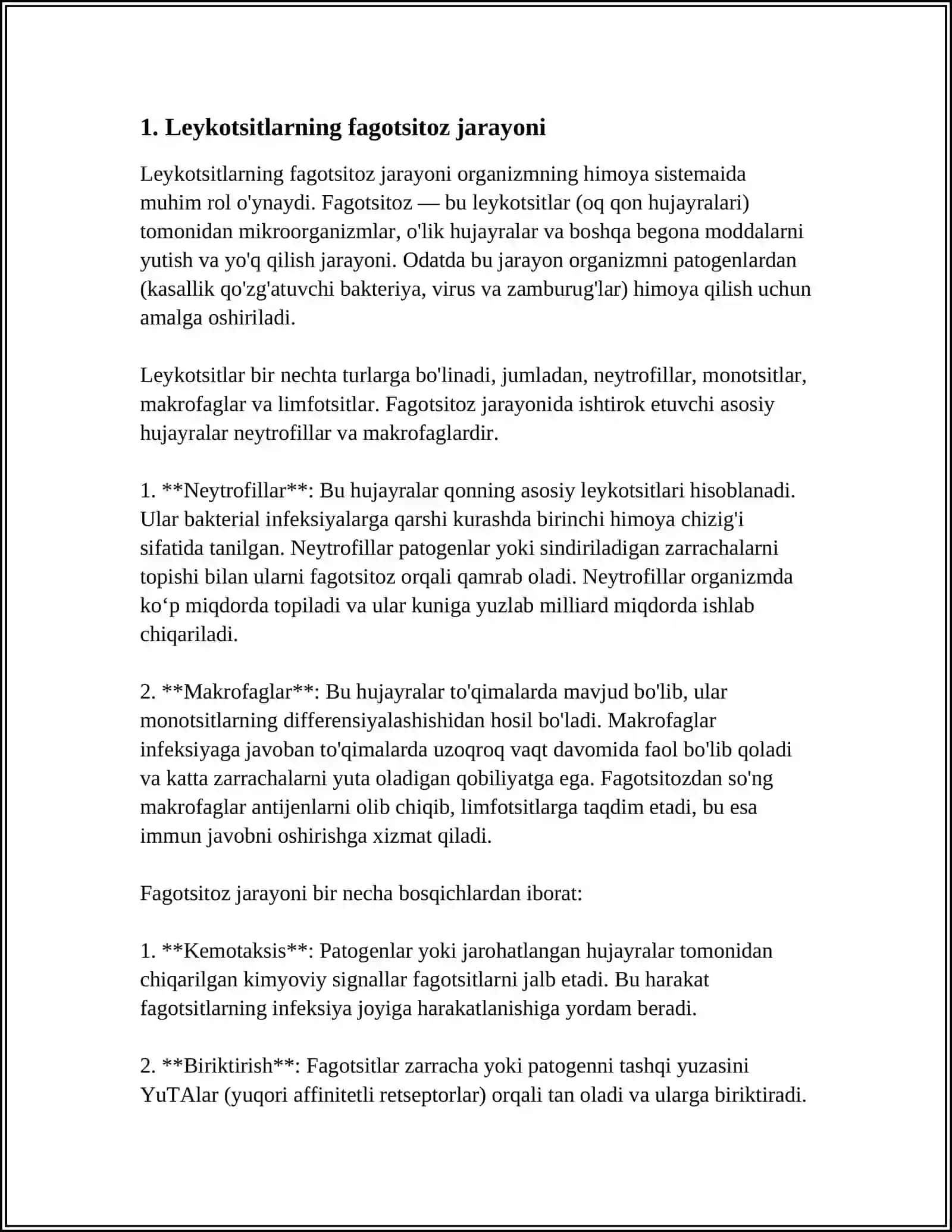 LEYKOSITLARNING FAGOTSITOZ JARAYONIDAGI AHAMIYATI 3