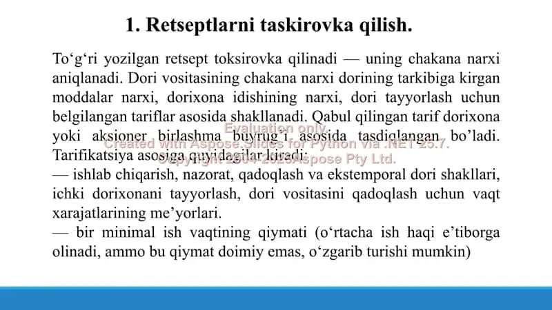 7. Retseptlarni taskirovka qilish. Taqdimot 12 bet. 3