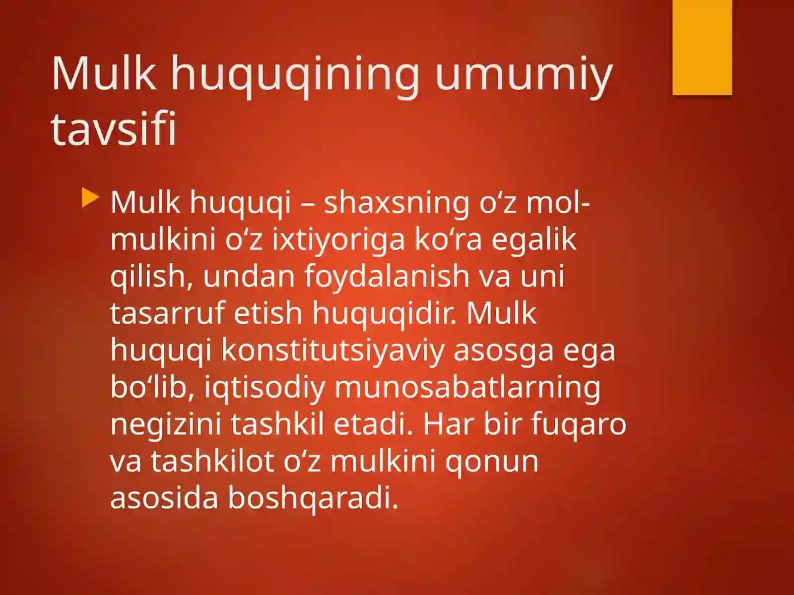 Mulk huquqining umumiy tavsifi 3