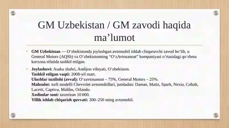 GENERAL MOTORS ZAVODI HAQIDA 3