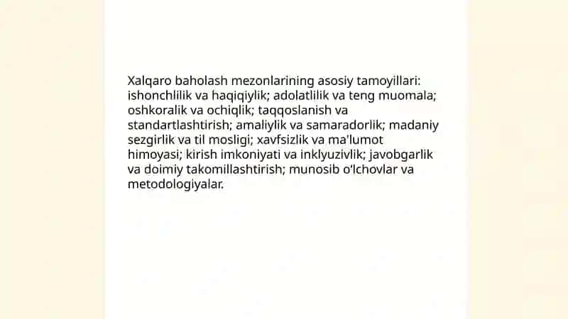 Xalqaro baholash mezonlari 3