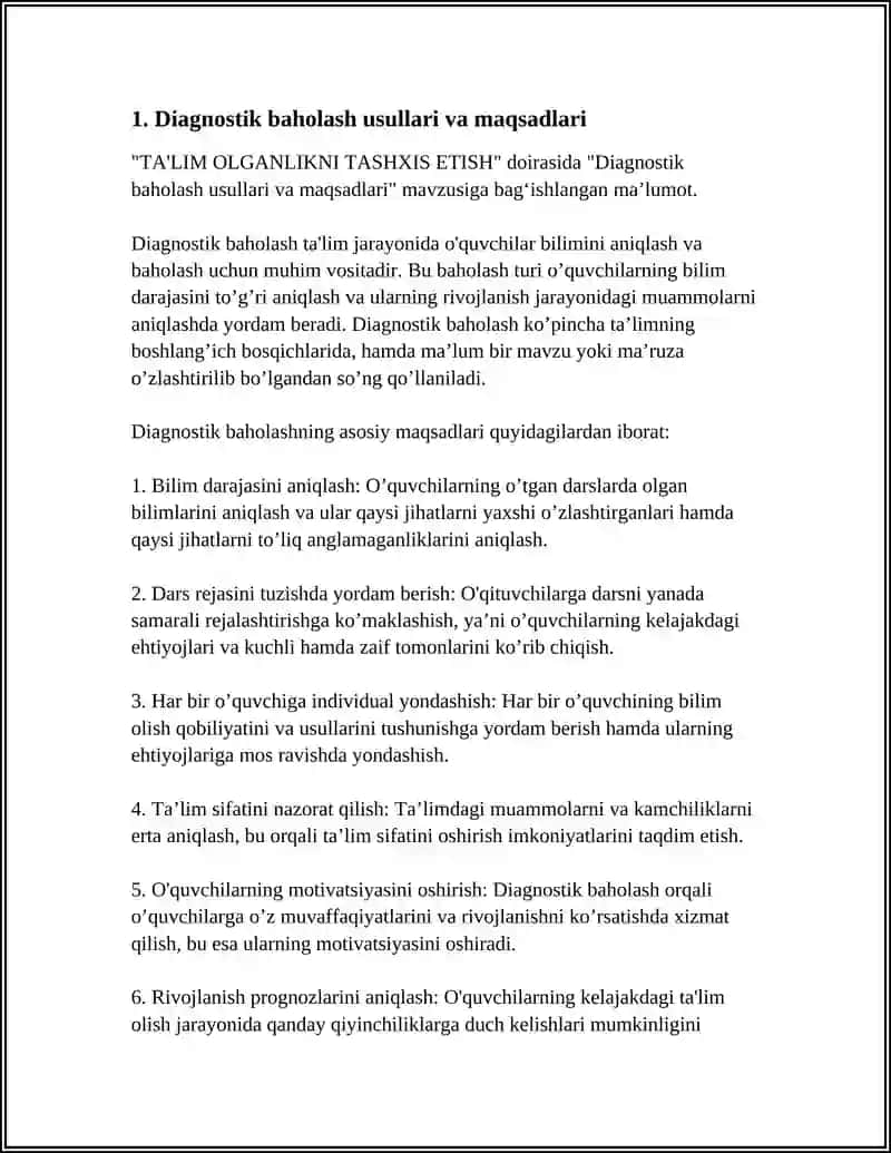Diagnostik baholash usullari va maqsadlari 3