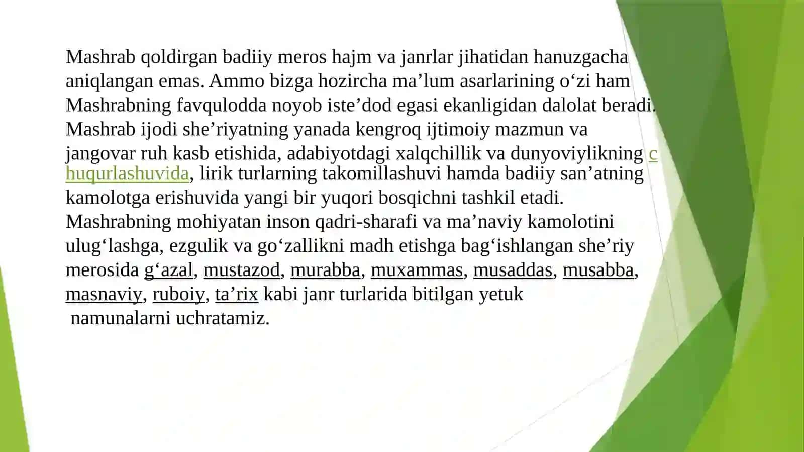 Mashrab asarlari tilining xususiyatlari 3
