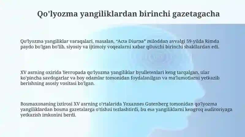 Qo'lyozma yangiliklardan birinchi gazetagacha 3