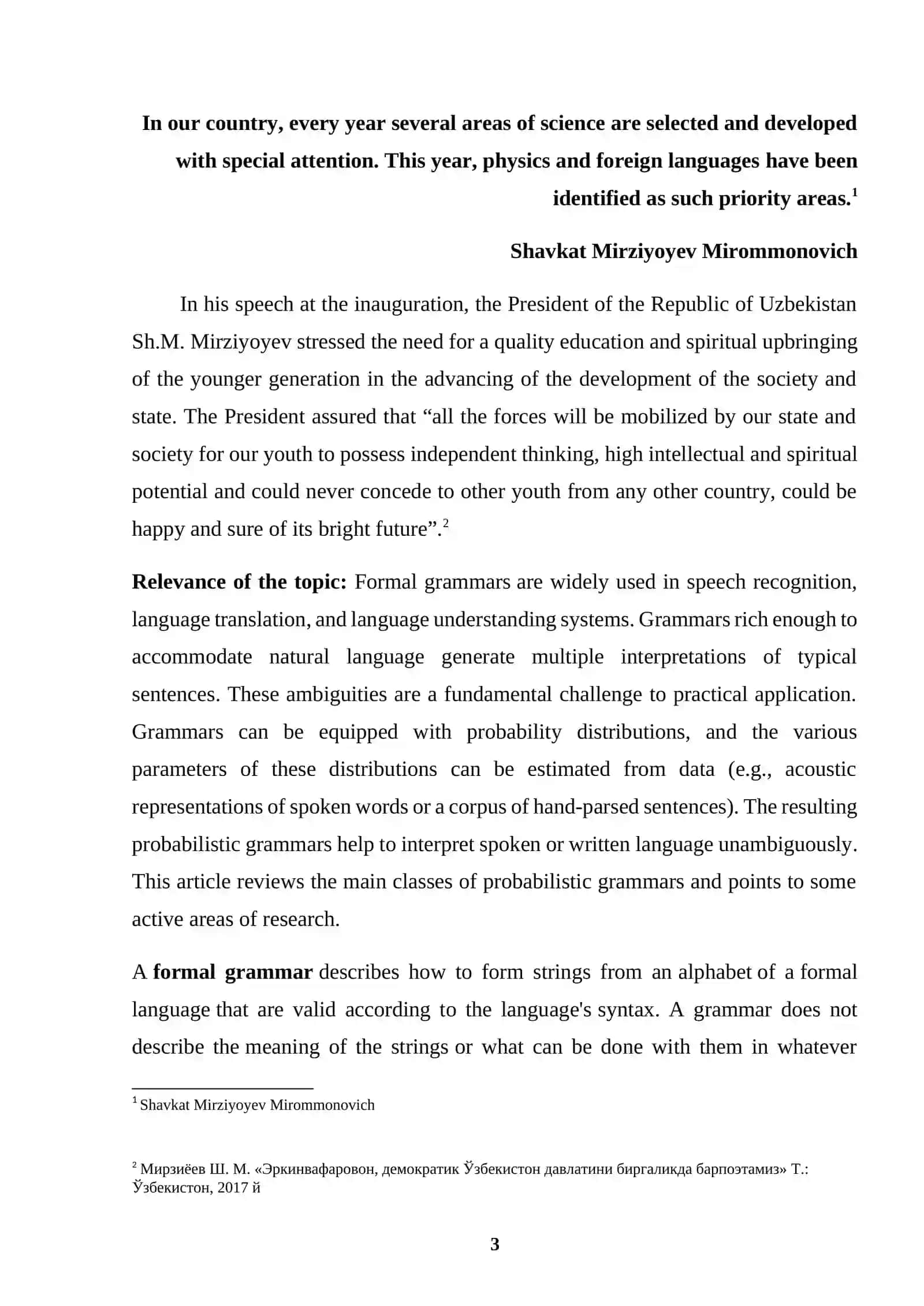 FORMAL GRAMMAR, ITS TASKS AND METHODS OF RESEARCH 3