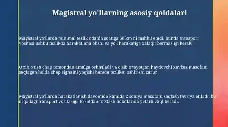 Avtomagistrallardaharakatlanish 3