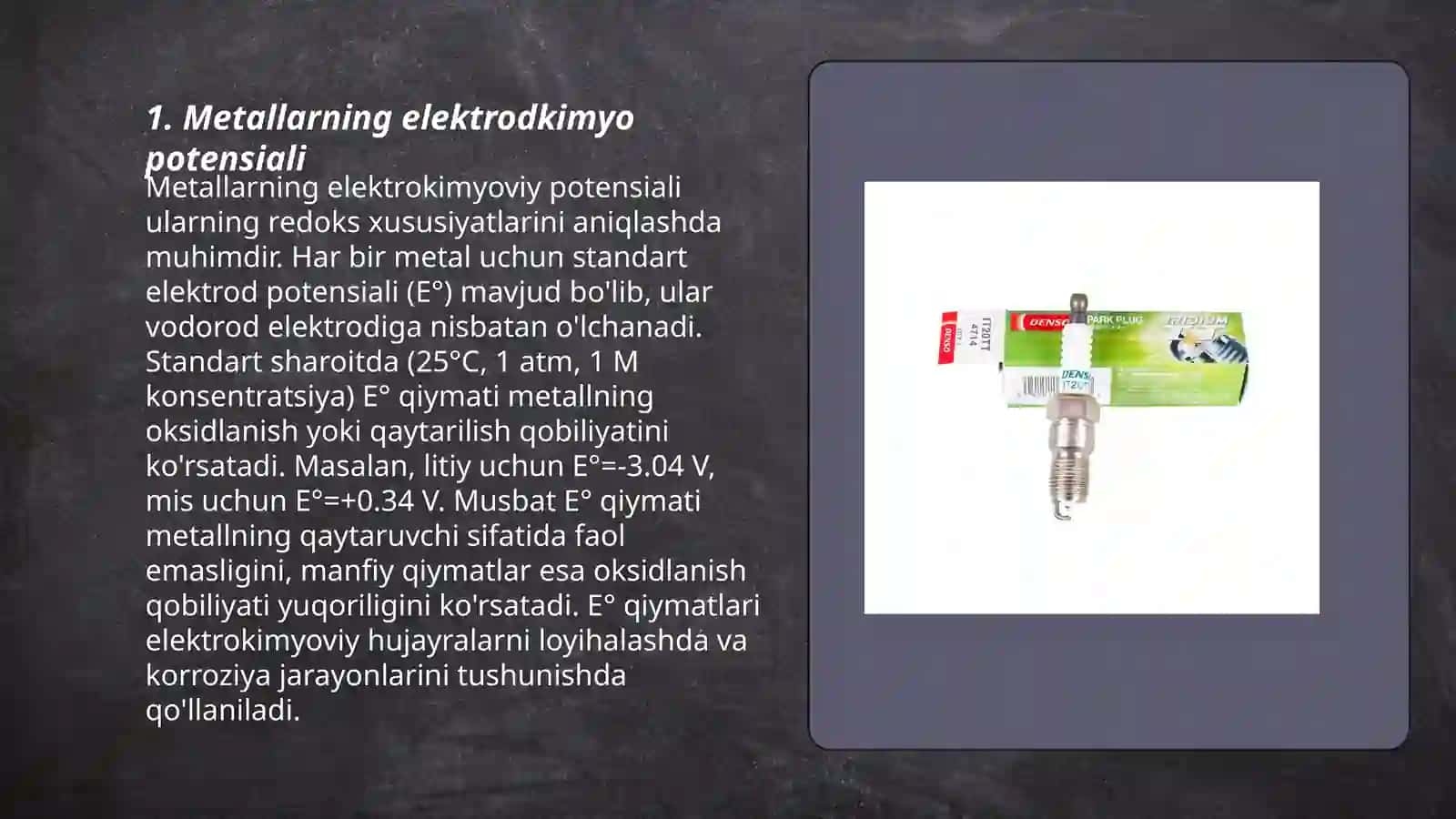Metallarning elektrod potensiali va unga ta'sir etuvchi omillar 3