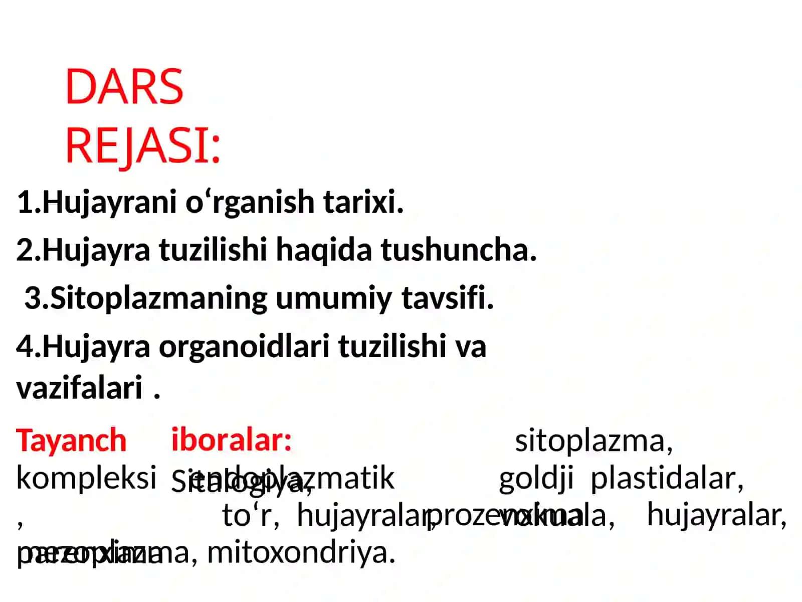 6-sinf Botanika dars ishlanma. O'simlik hujayrasining tuzilishi 3