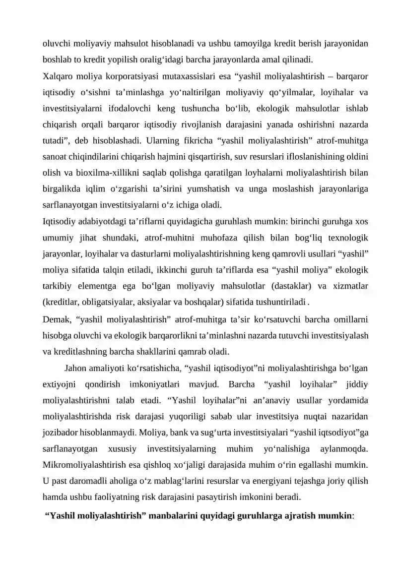 “YASHIL IQTISODIYOT”GA O‘TISH JARAYONINI MOLIYALASHTIRISH. 3