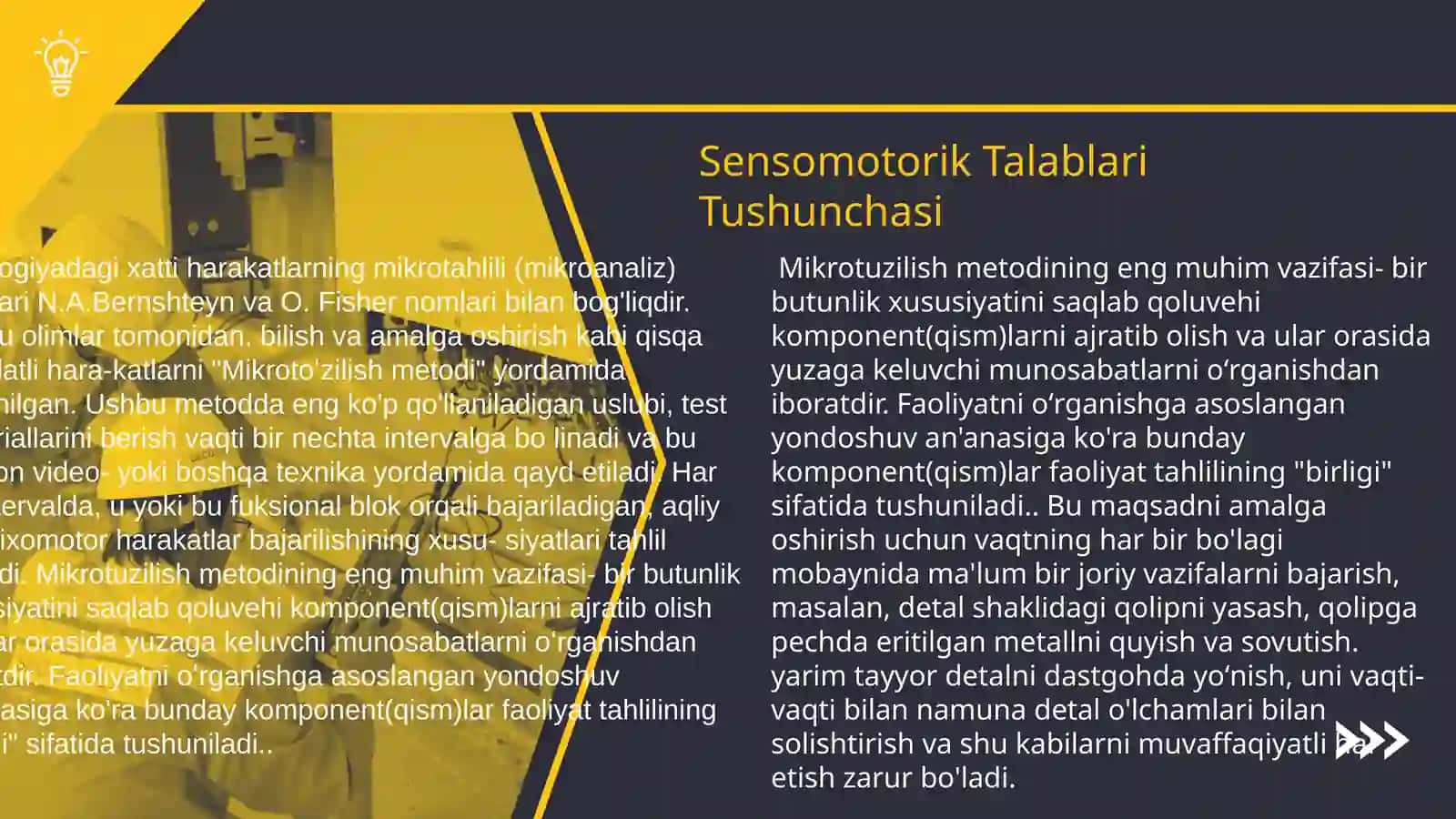 Mehnat faoliyatida sensomotorik talablar 3