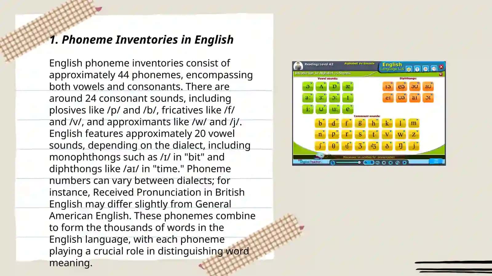 Phoneme Inventories in English 3