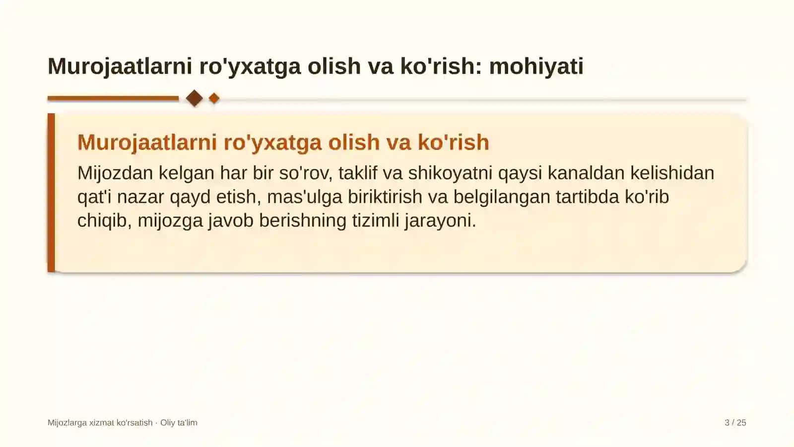 xususiy telekanallarda mijozlar murojaatlarini ro'yxatga olish va ko'rib chiqish 7523 3