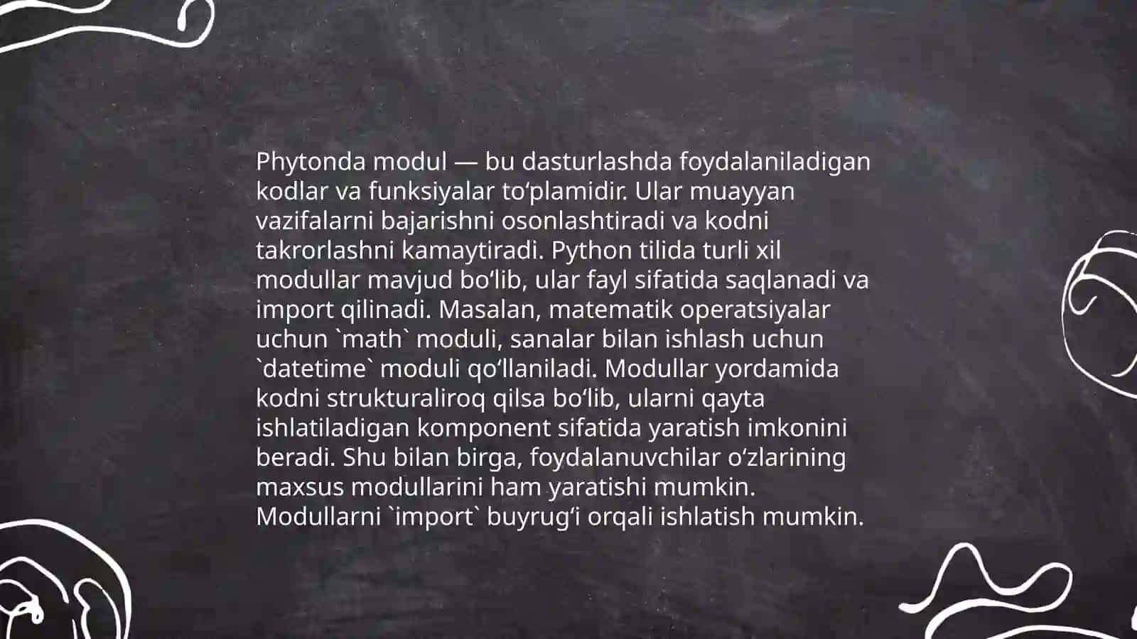 Phyton dasturlash tilida modul va funksiyalardan foydalanib dastur hamda algoritm tuzish 3