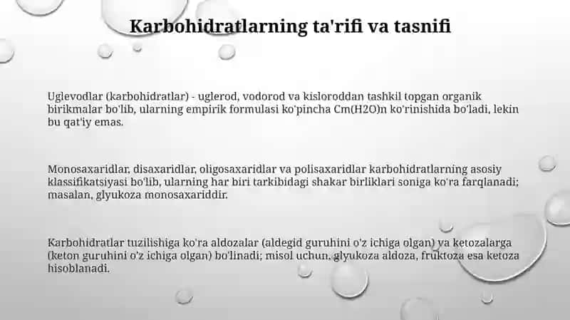 Uglevodlar almashinuvi va funktsiyalari 3