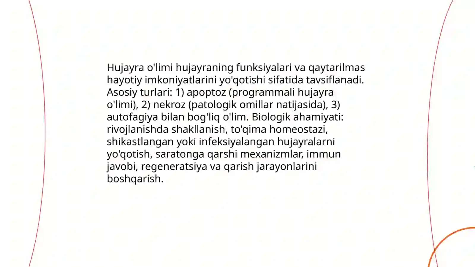 Hujayra o'limi tavsiflanishi 3