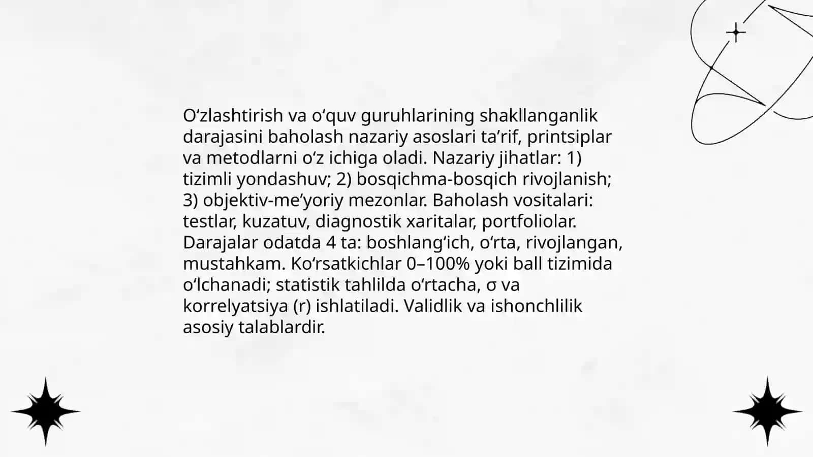 Oʻzlashtirish va oʻquv guruhlarini shakllanganlik darajasini diagnostikasi 3