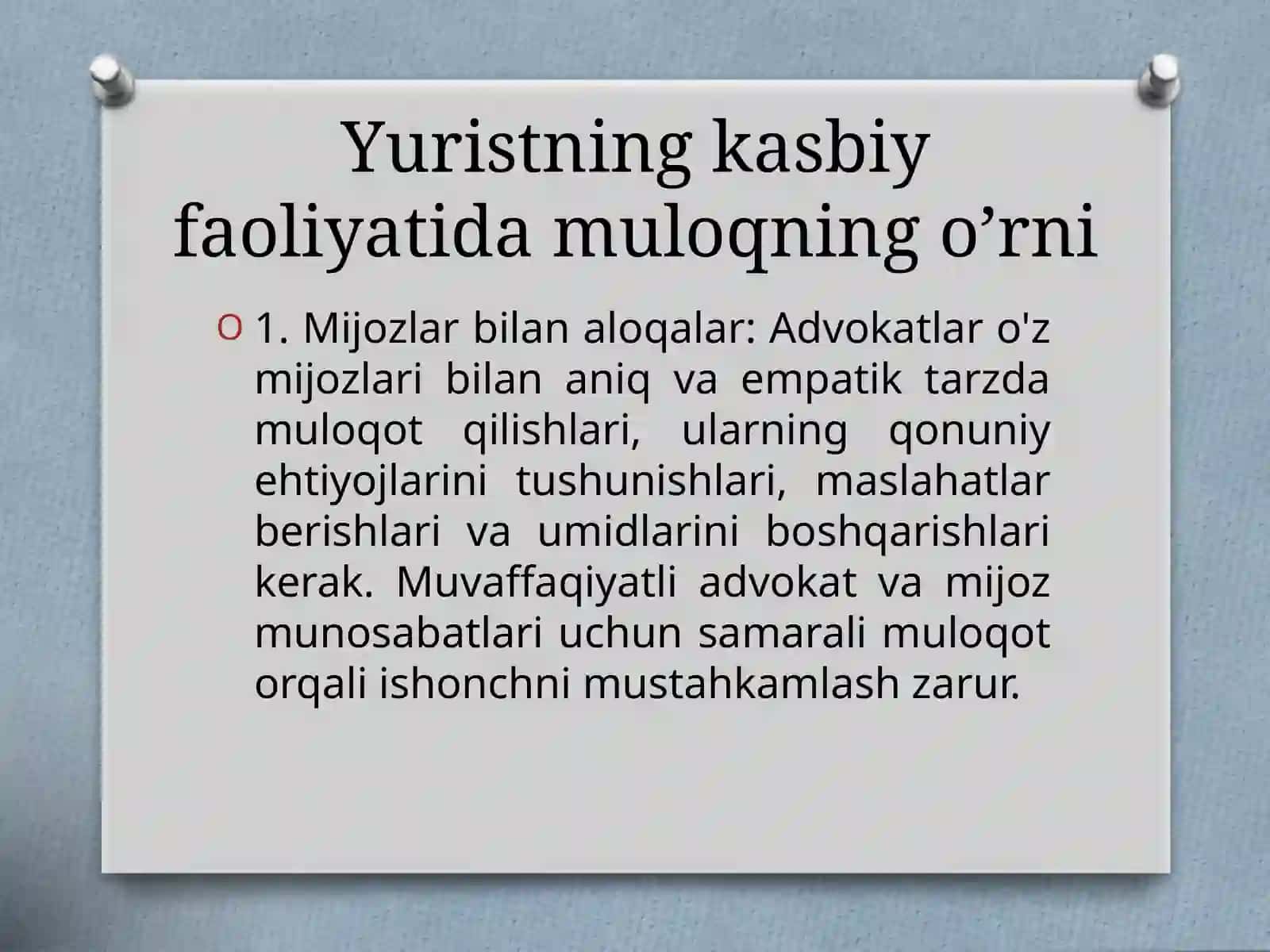 Yuristning kasbiy faoliyatida muloqning o’rni 3