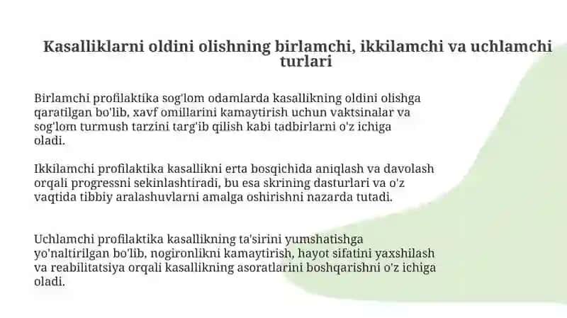 Kasalliklarning profilaktikasi 3