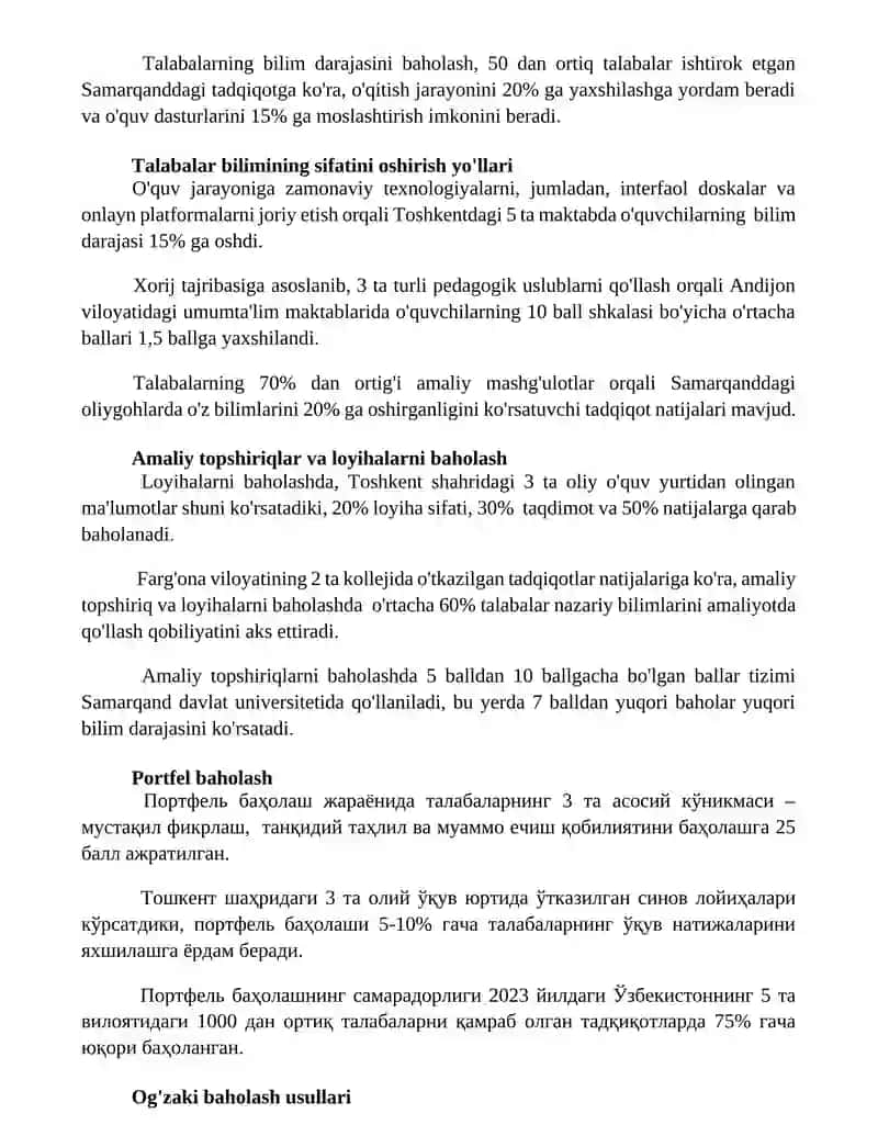 Oʻquvchilar bilimlarini baholash 3