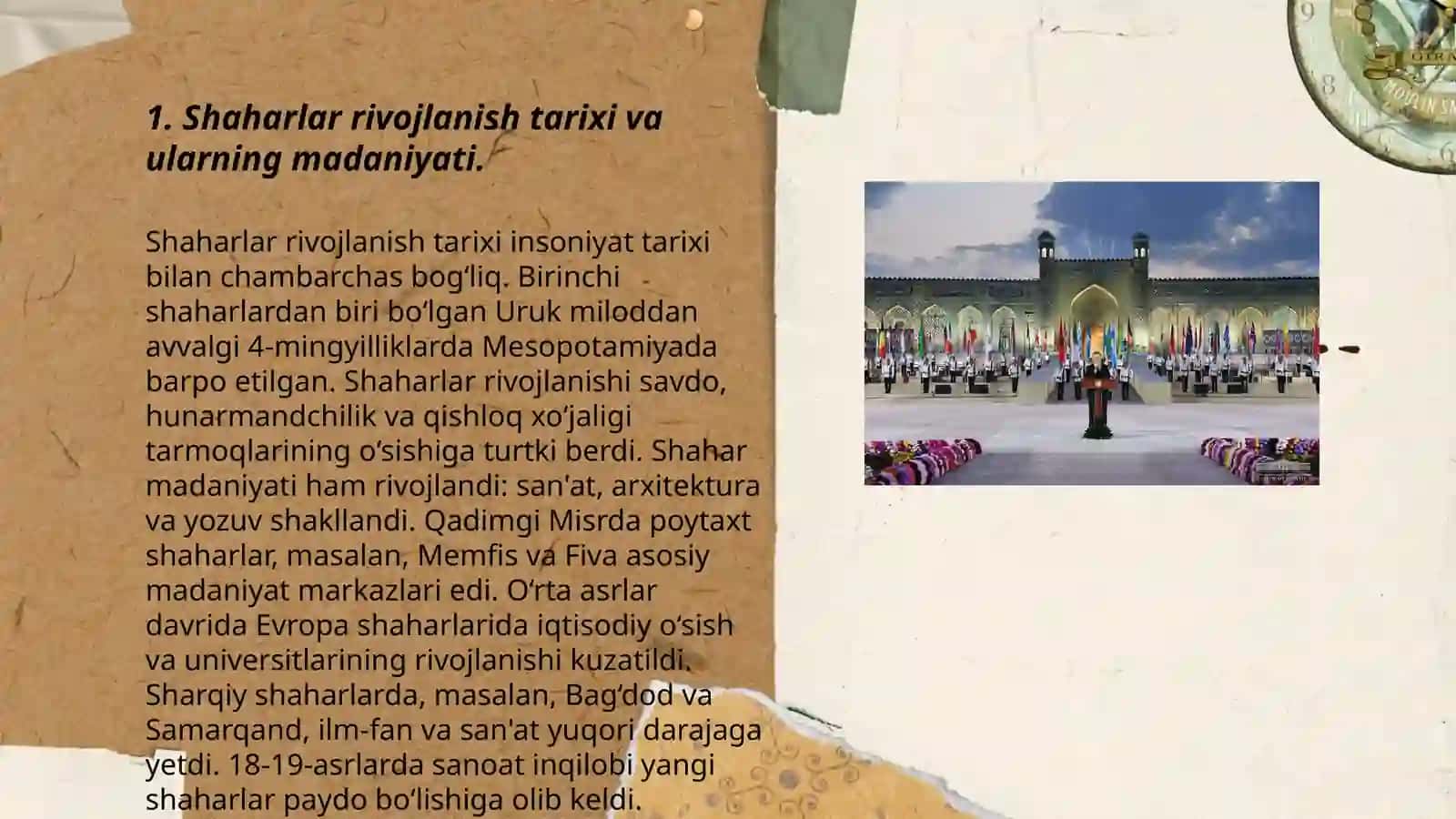 Shaharlar rivojlanish tarixi va ularning madaniyati 3