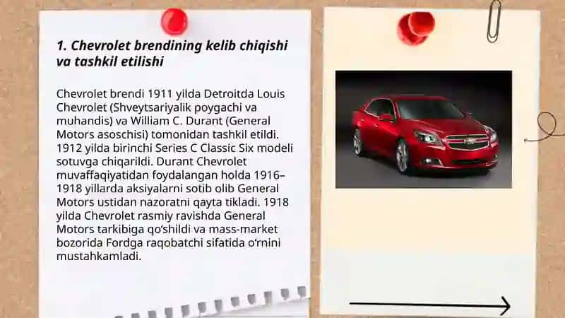 Chevrolet haqida kelib chiqishi va umumiy malumot 3