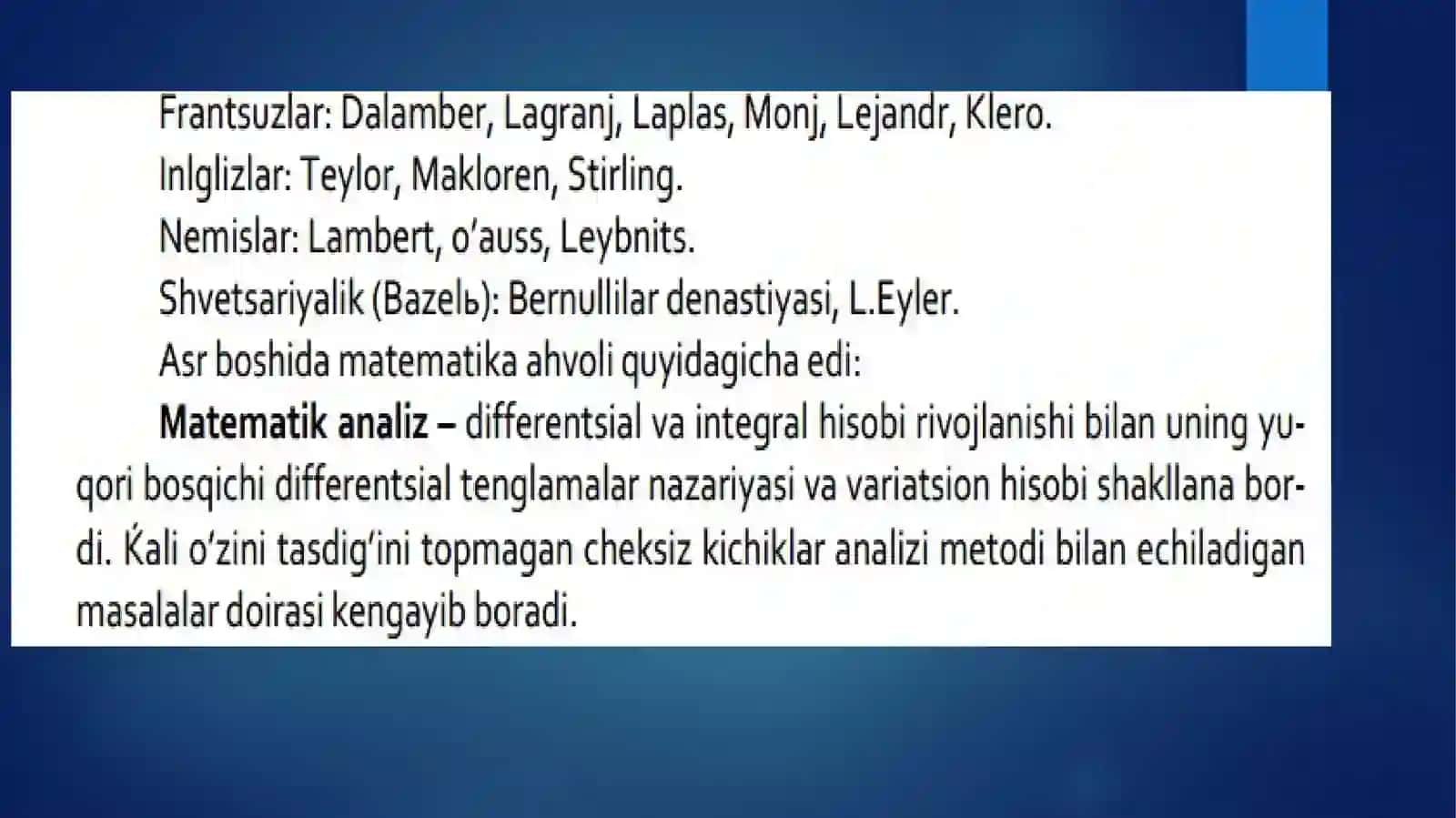XVIII asr oxiri va XIX asr boshlarida matematika 3