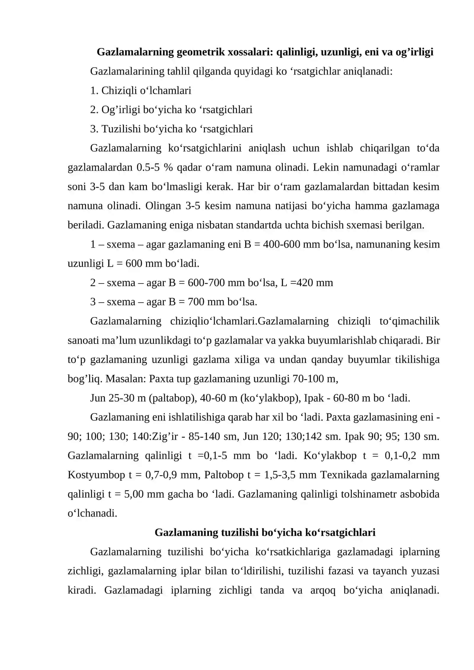 Gazlamalarning draplanuvchanligi, unga ta'sir qiluvchi omillarni o'rganish 3