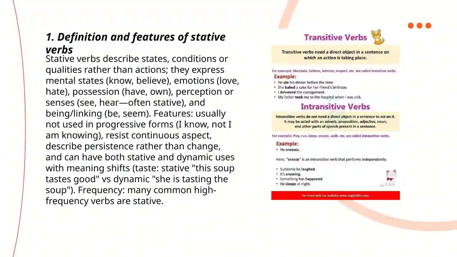Review grammar stative transative and intransative verbs 3