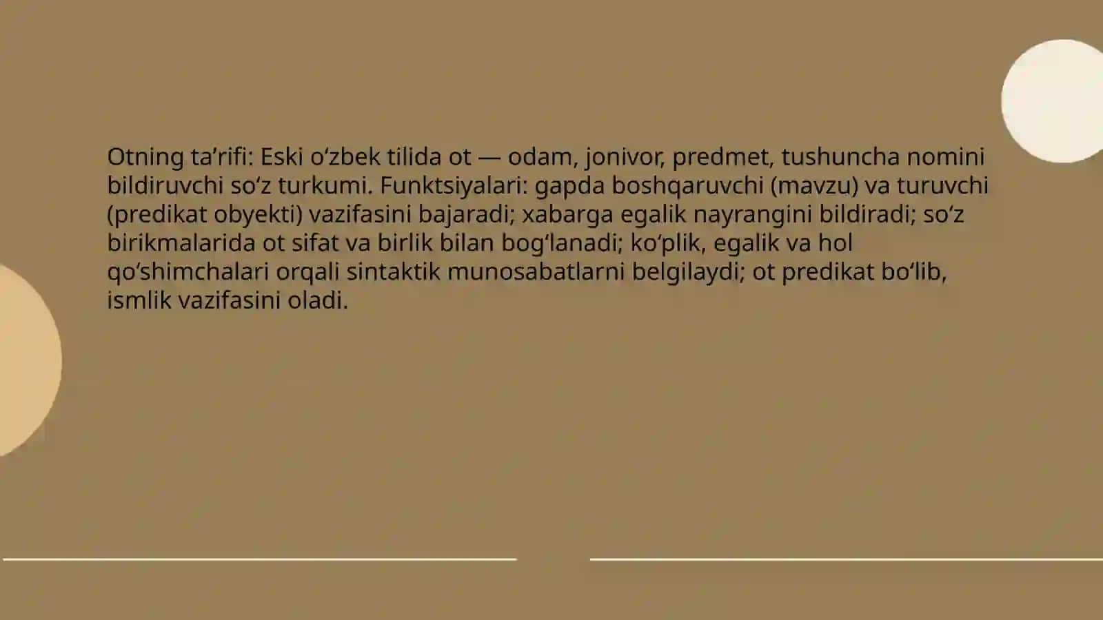 Eski òzbek tilida mustaqil sòz turkumlari Ot 3