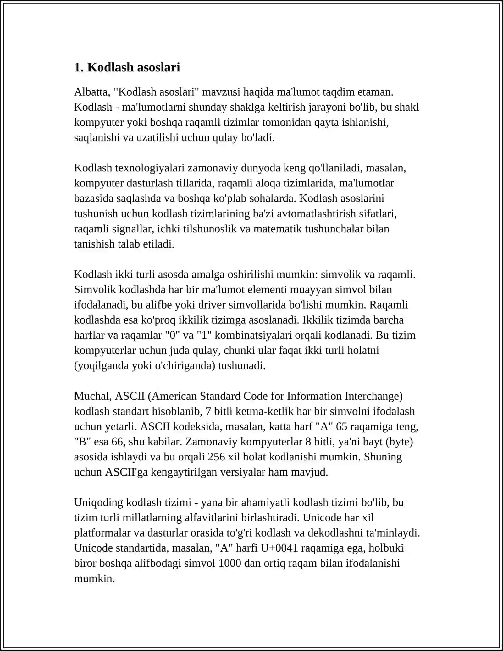AXBOROTLARNI KODLASH VA DEKODLASH 3