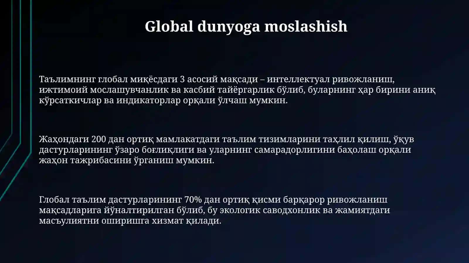 Таълимнинг глобал миқёсдаги мақсади 3