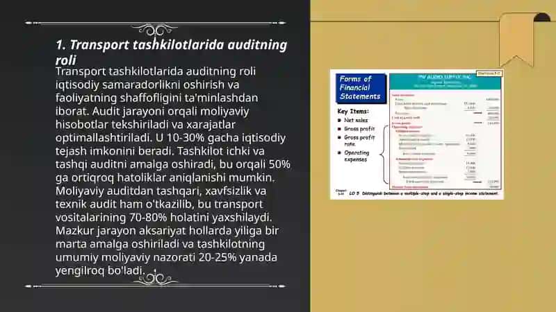 Transport tashkilotlarida daromad va xarajatlar auditining xususyatlari 3