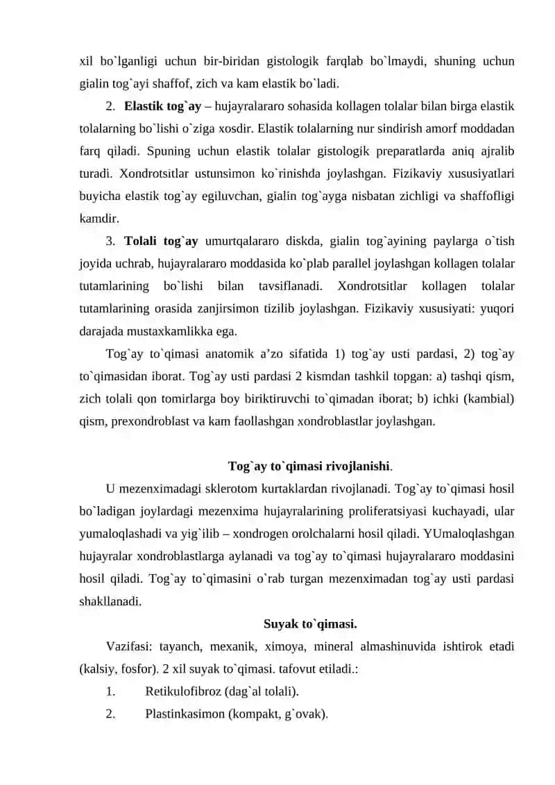 Tog`ay va suyak to`qimasi 3