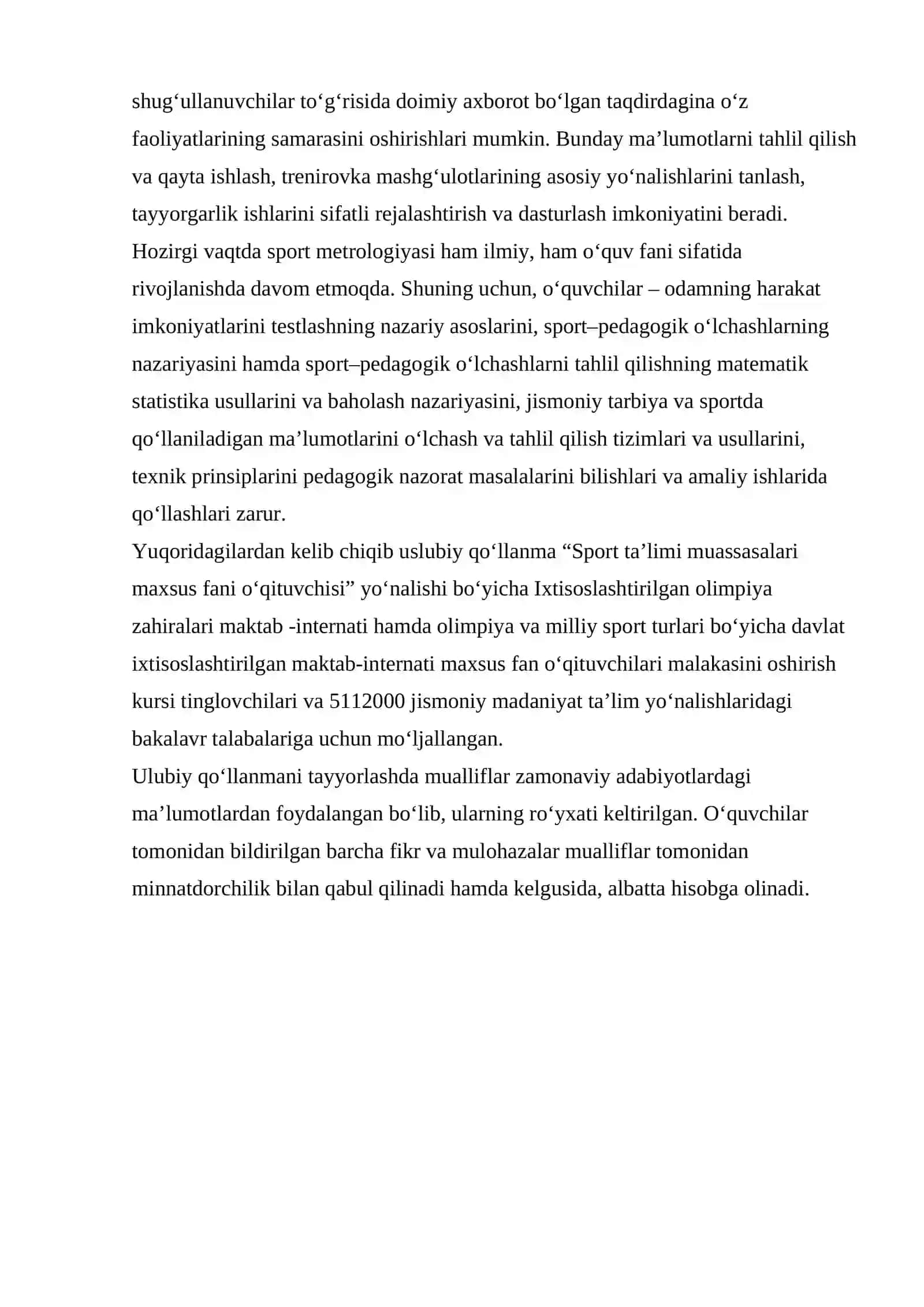SPORT METROLOGIYASIGA KIRISH VA O'LCHASH ASOSLRI 3