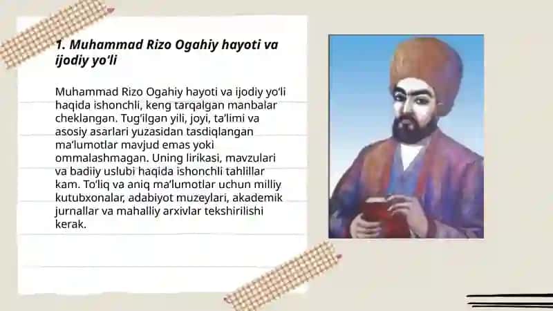 Muhammad Rizo Ogahiy va uning lirikasi 3
