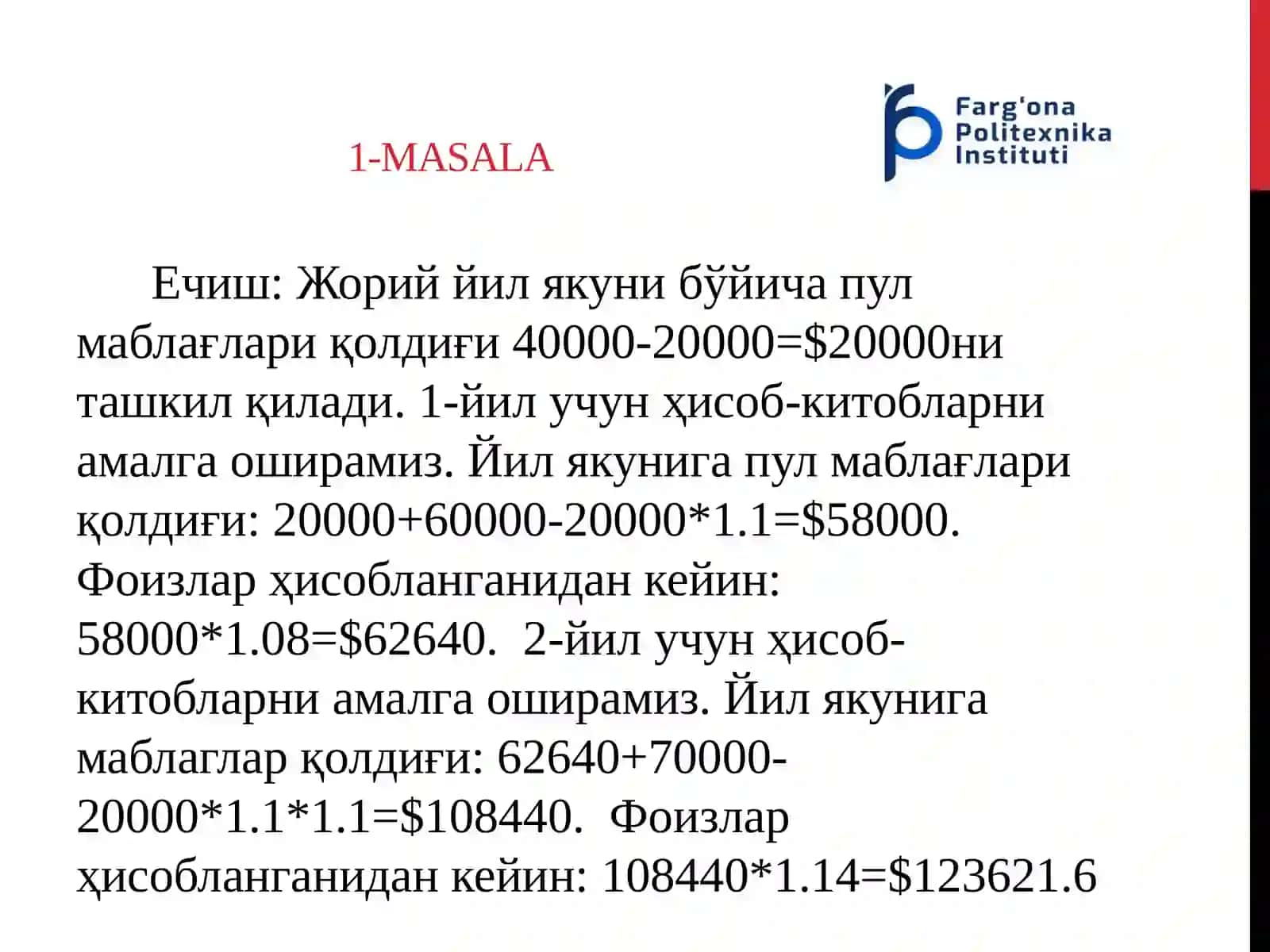 MOLIYA FANIDA MASALALAR TO’PLAMI 3