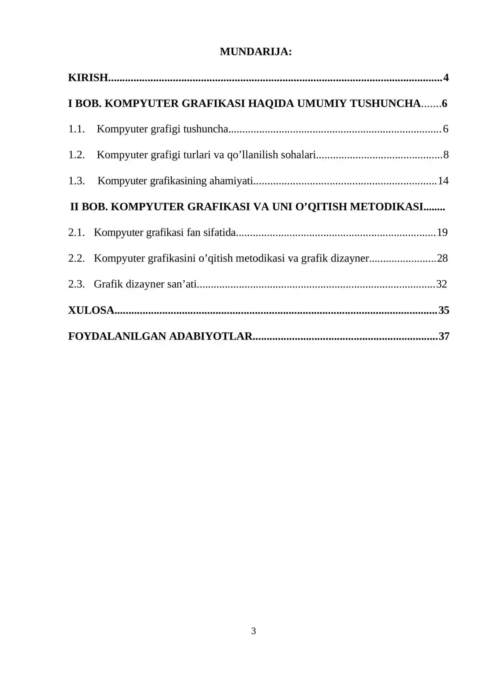 KOMPYUTER GRAFIKASI VA UNI O’QITISH METODIKASI 3