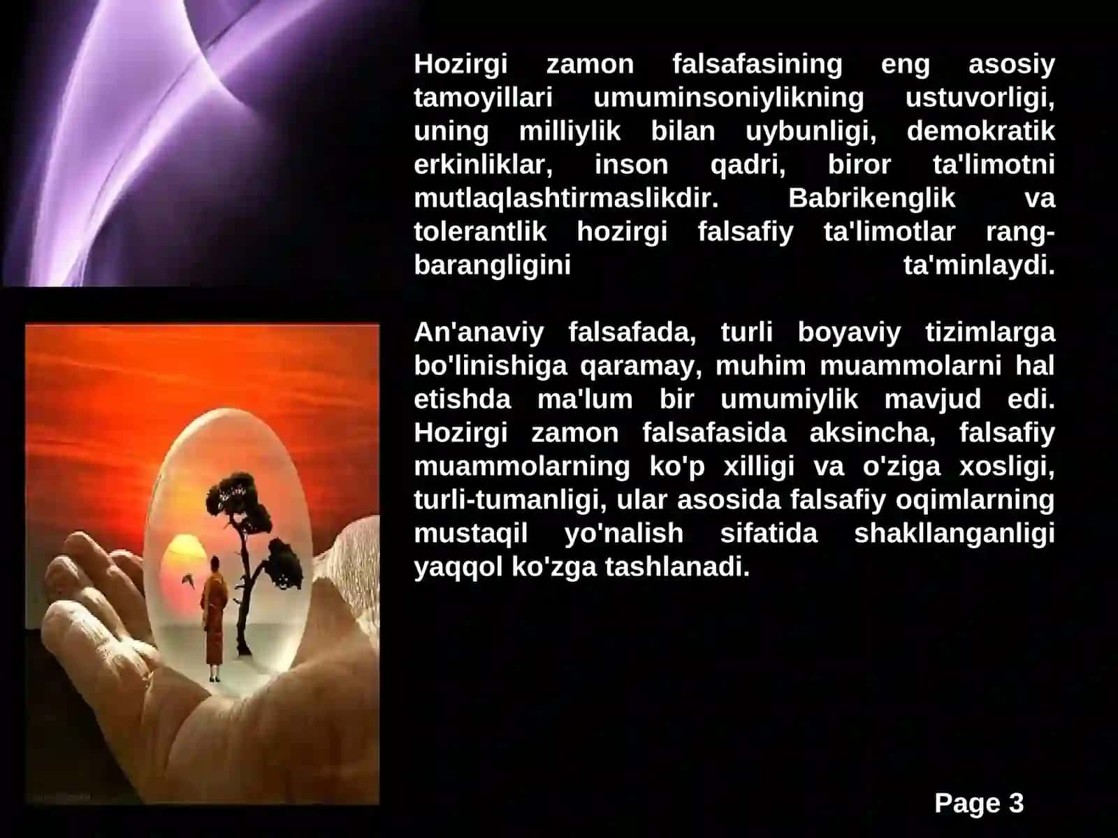 Dunyo va hozirgi davrfalsafasi 3