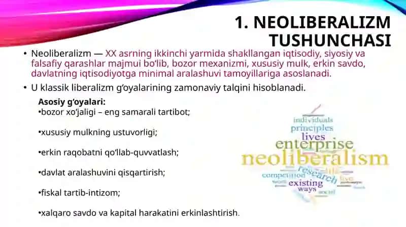 Neoliberalizm g‘oyalarining mohiyati va ahamiyati 3