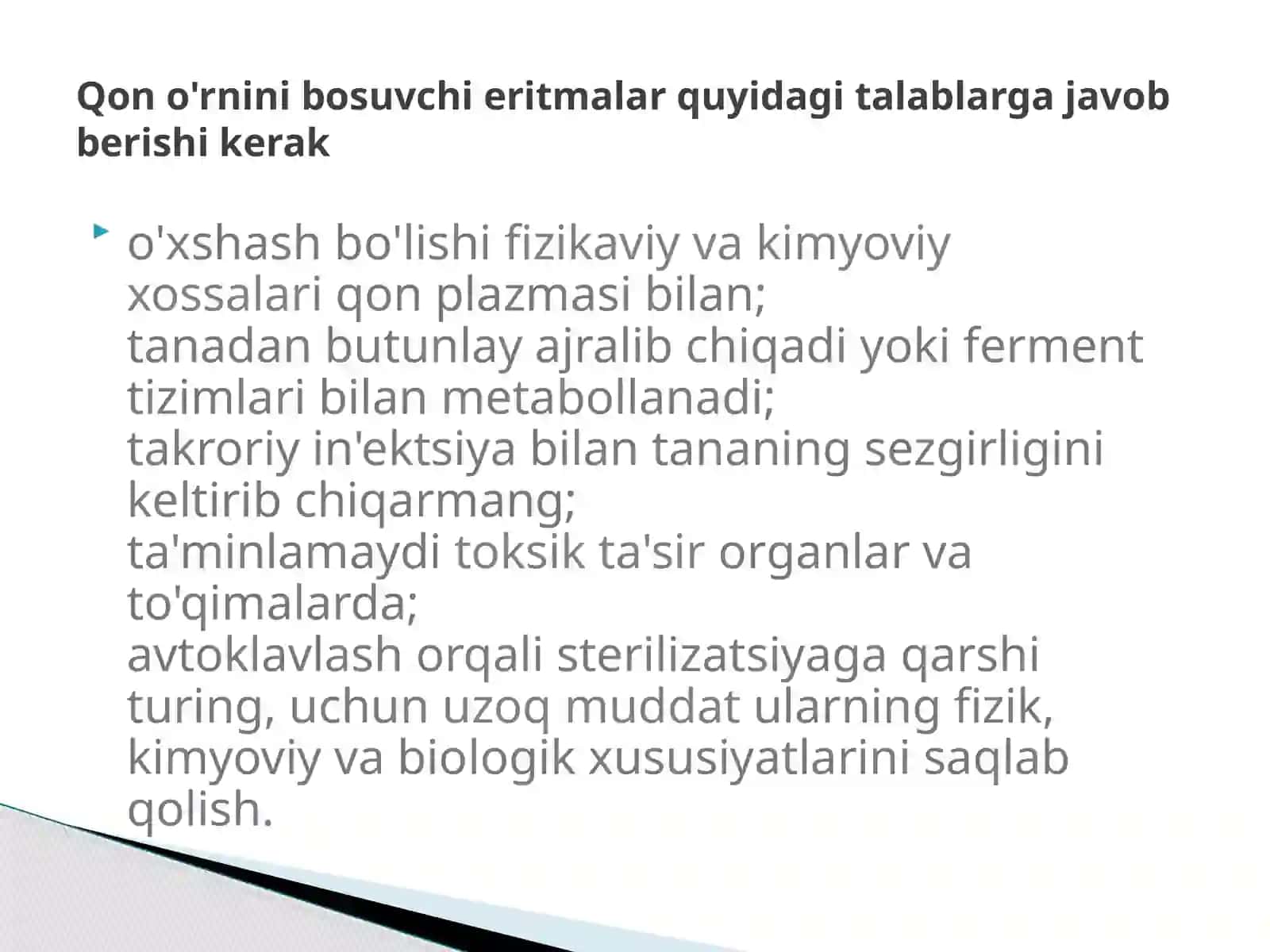 Qon o’rnini bosuvchi suyuqliklar va ularning tasnifi Gemotransfuziya 3