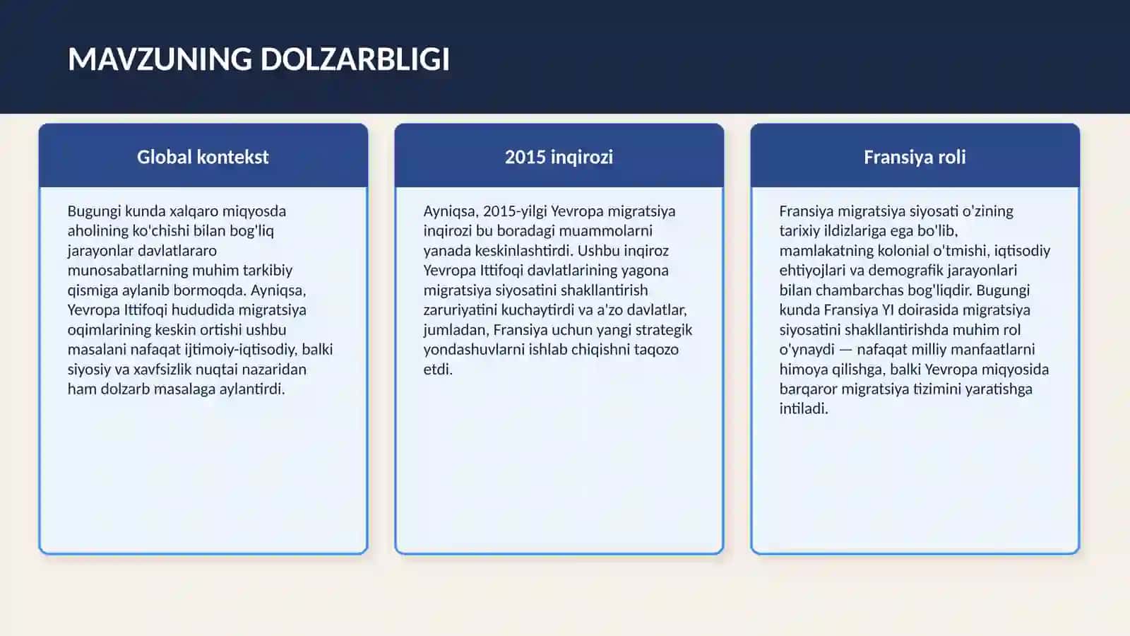 Fransiya va Yevropa Ittifoqi Migratsiya Siyosati | Tayyor Slayd va Maʼruza (2026) 3