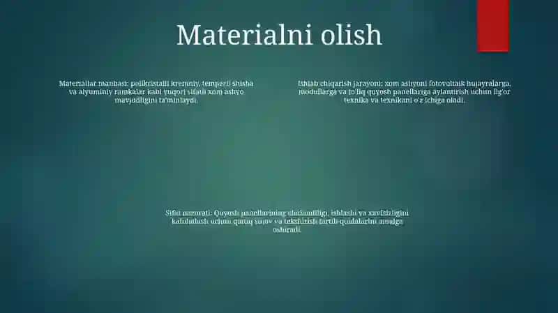 Quyosh Panellarini Ishlab Chiqarish 3