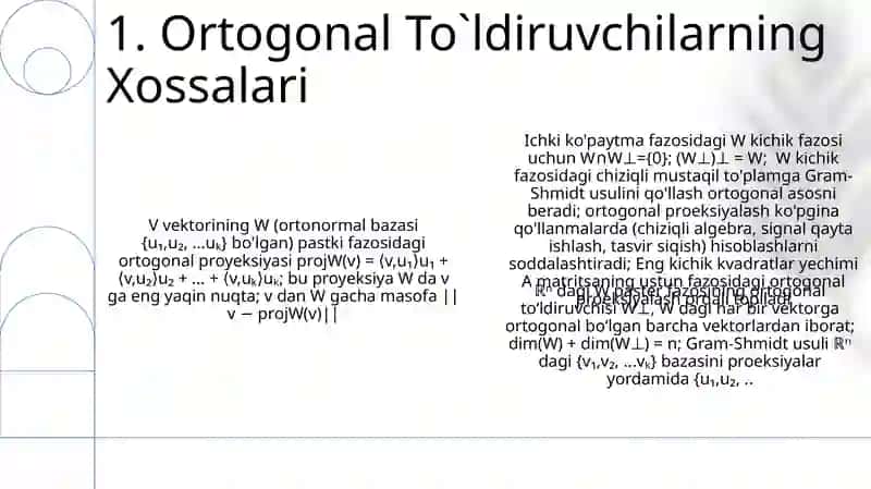 Ortogonal tōldiruvchi va ortogonal proeksiya 3