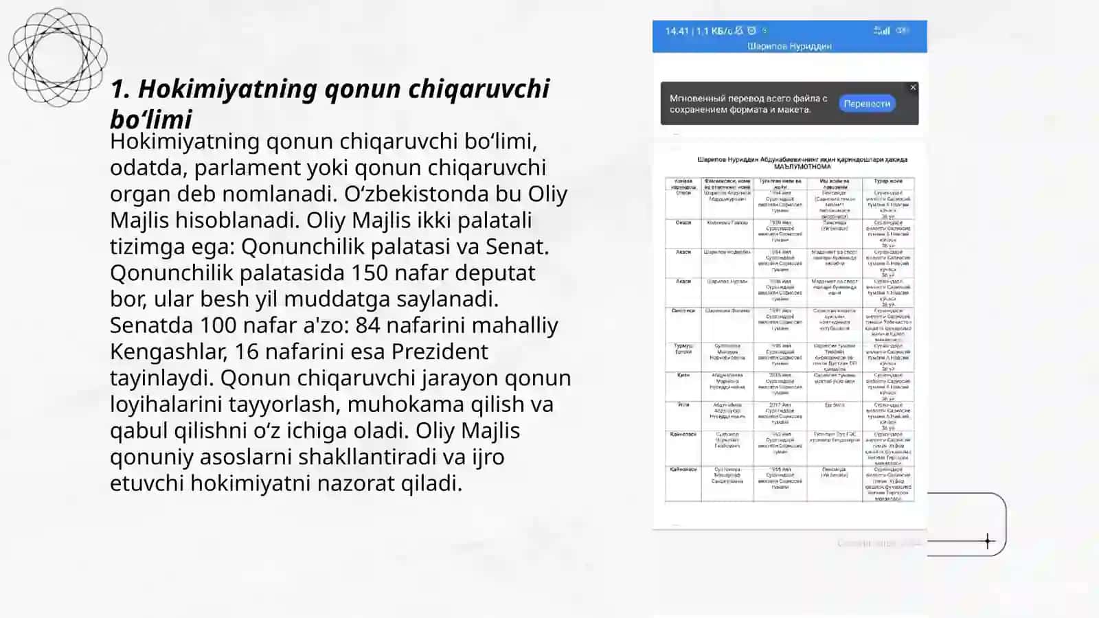 Hokimiyatning qonun chiqaruvchi bo‘limi 3